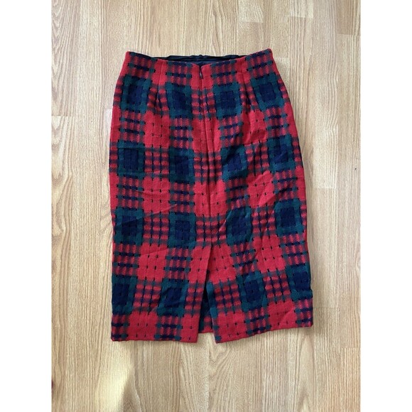 J Crew Red Green Holiday Lattice Print Wool Blend Pencil Skirt Size 6 - Picture 4 of 9